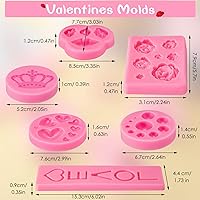 Vista 2 de 6 moldes de silicona para el día de San Valentín para chocolate, fondant, labios, corazón, rosa, flor, amor, corona, dulces, pasteles, cupcakes
