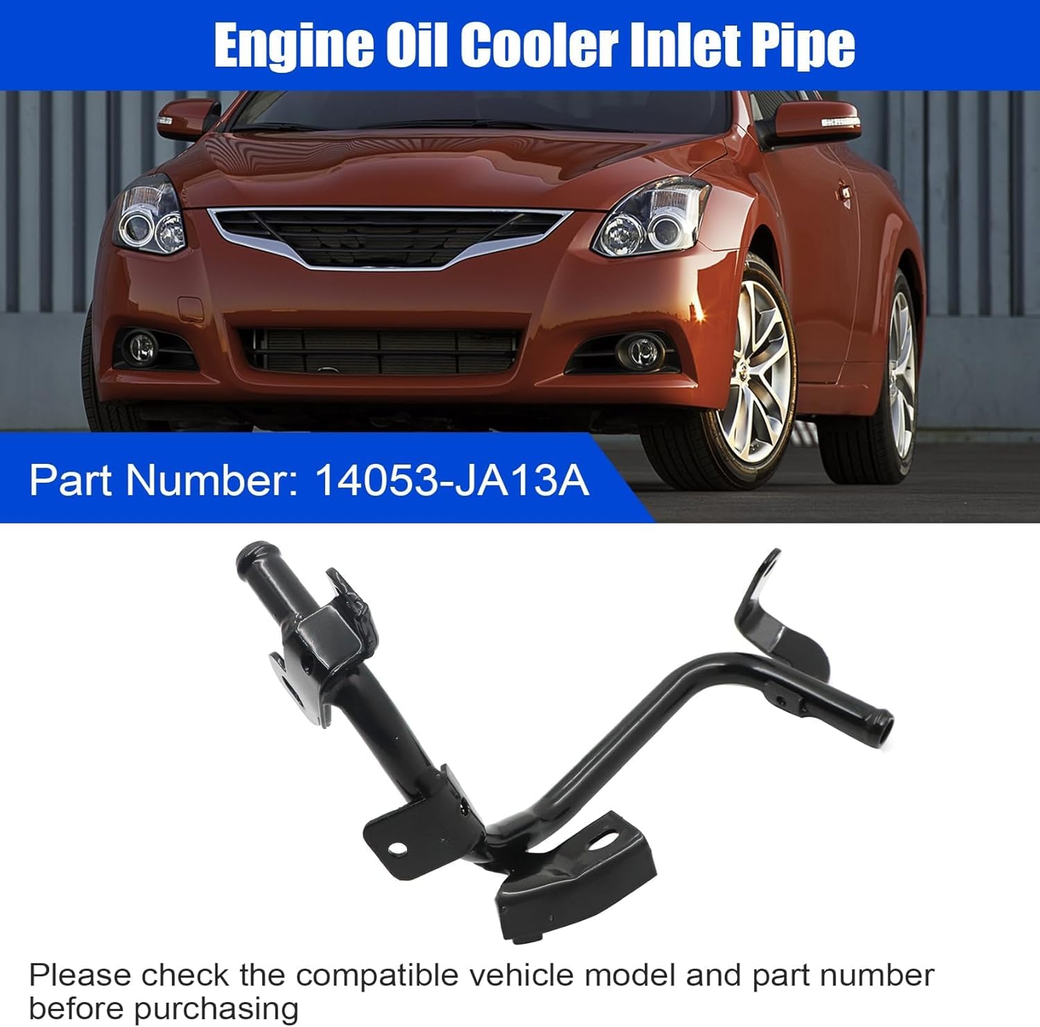 FZJDSD Engine Oil Cooler Inlet Pipe 14053JA13A Compatible with Nissan Altima 2007-2012, Murano 2009-2014, Maxima 2009-2014, Quest 2011-2013, V6 3.5L DOHC, Oil Cooler Line Replace 14053-JA13A