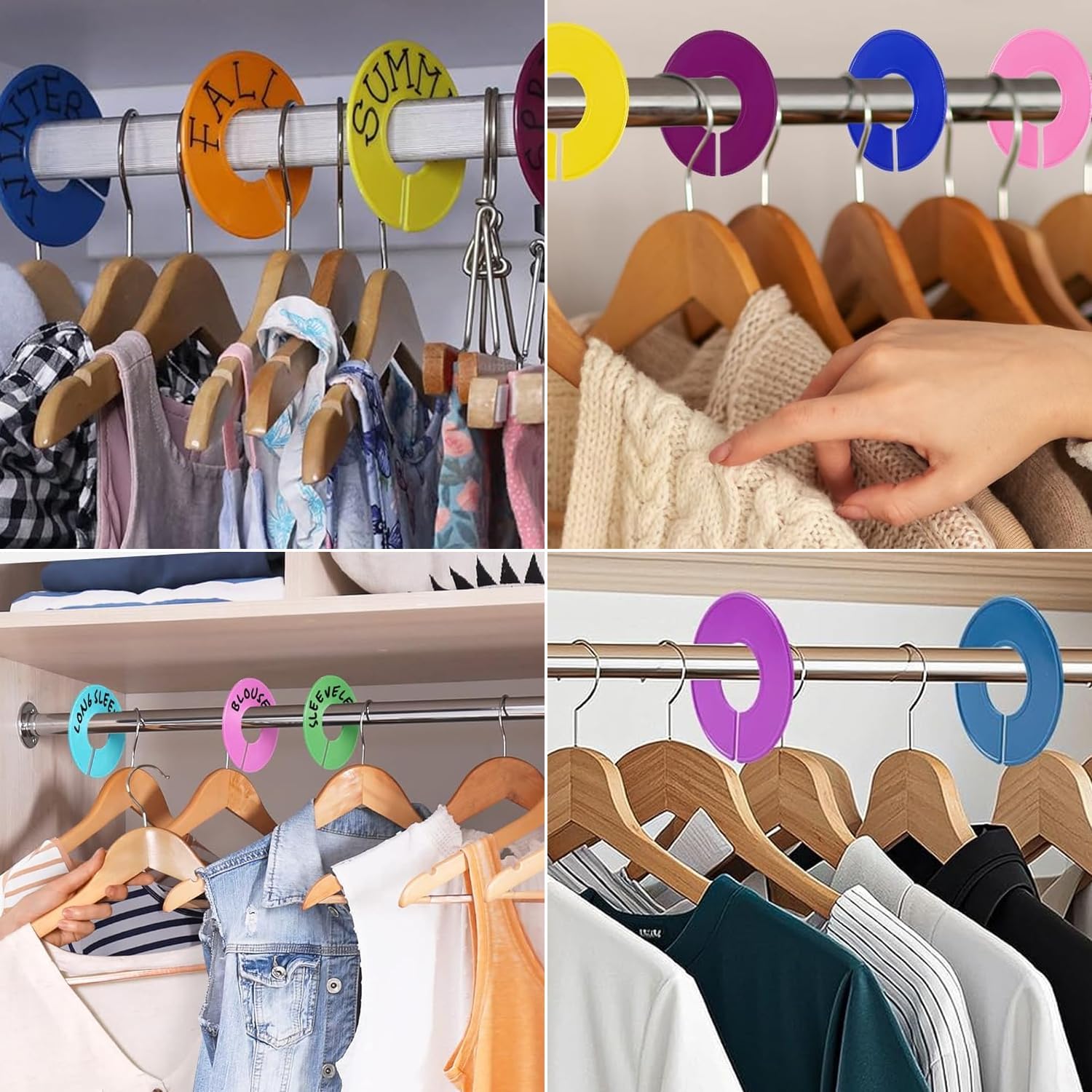 Closet Dividers Organizers for Hanging Clothes Clothes Organizer for Closet Writable and Reusable Clothing Rack Divider for Wardrobe, Rack, Store, Boutique Sorting Clothing Size, Color 20 PCS 10-Color