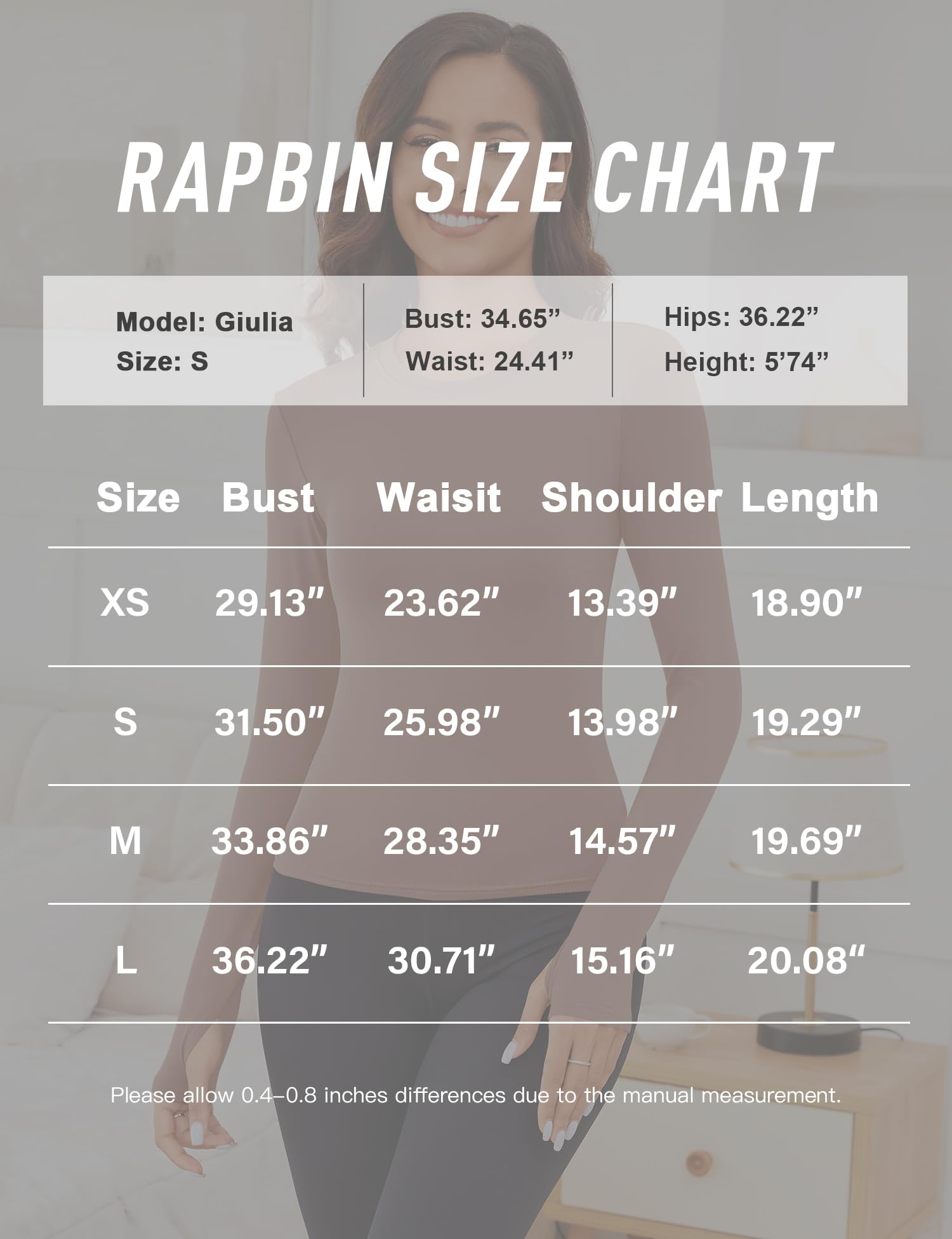 Rapbin Camisetas térmicas para mujer, manga larga, forro polar, para invierno, clima frío, con agujeros para el pulgar, XS-L