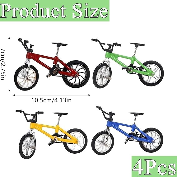 4 Pcs Finger Bike, Finger Toy Bikes, Mini Bmx Simulation Finger Mountain Bike, Miniature Bicycle Model Collections Decoration, 4 Colors