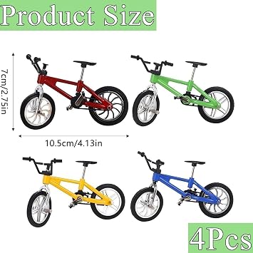 4 Pcs Finger Bike, Finger Toy Bikes, Mini Bmx Simulation Finger Mountain Bike, Miniature Bicycle Model Collections Decoration, 4 Colors