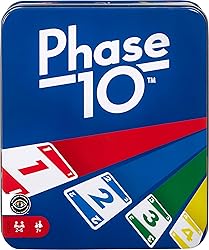 Mattel Games Phase 10 Card Game with Color Blind Accessible Deck in Storage & Travel Tin for Kids, Adults & Families (Amazon Exclusive)