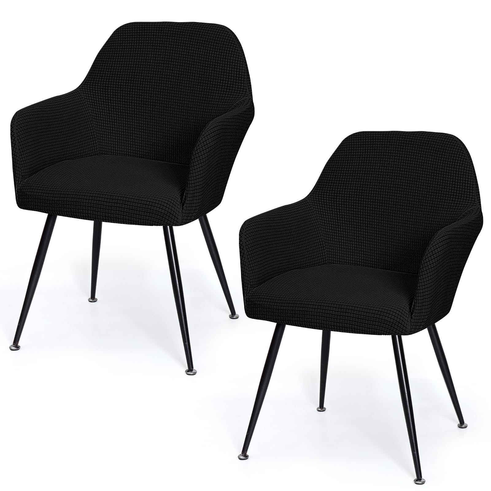 Housse de chaise avec accoudoirs extensible et amovible en lot de 2 pièces couleur noir universel