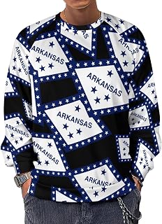 Arkansas State Flag Men's Crewneck Sweatshirt Long Sleeve Casual Pullover Sweater T-shirt Lightweight Tops