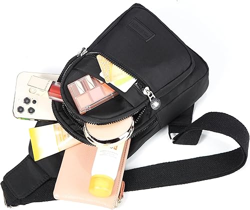 Miniatura 6 de Bolsa de Hombro Tipo Riñonera para Mujer, Mochila de Cinturón, Pequeñas Mochilas Cruzadas para Mujer, Mochila de Cinturón de Moda, Negro, Pequeño,