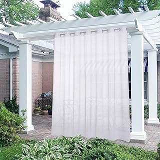 NICETOWN Waterproof Outdoor Sheer Patio Curtain Extra Wide and Long W100 x L120, Stainless Steel Grommet Indoor Outdoor Li...