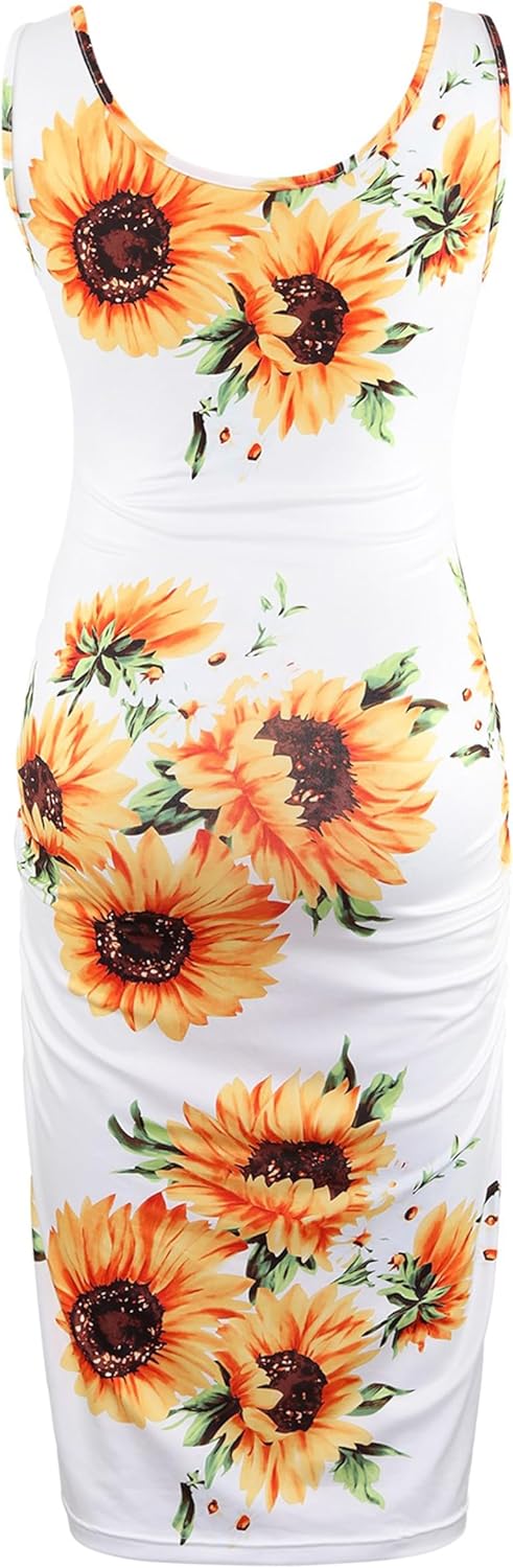 Liu & Qu Women's Maternity Sleeveless Tank Dresses Side Ruching Bodycon Dress for Daily Wearing or Baby Shower - Image 3