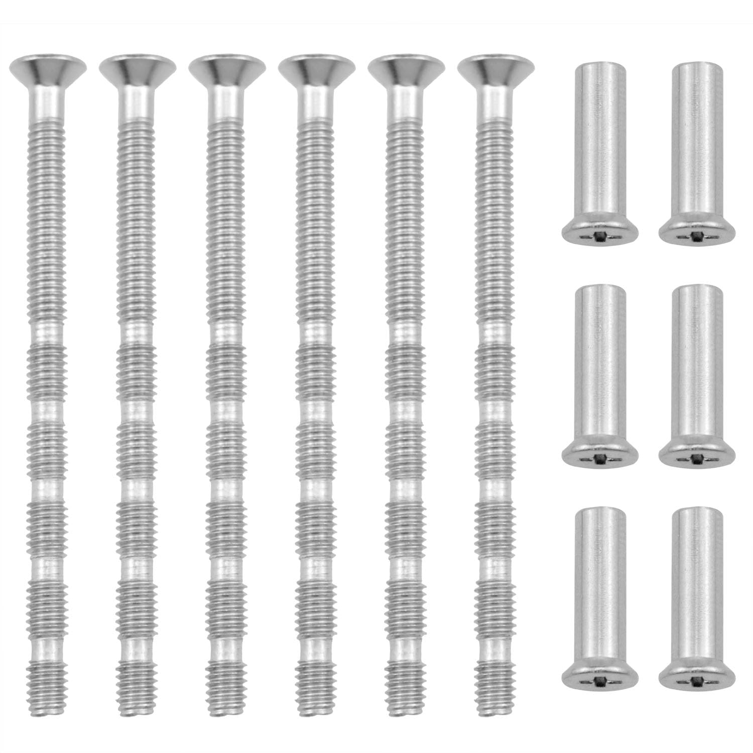Dsjnf M4x60 Cross Recessed Flat Countersunk Head Fixed Grooved Hinge Screws Set Connecting Bolts and Sleeves for Door Handle Hardware Lever Handle