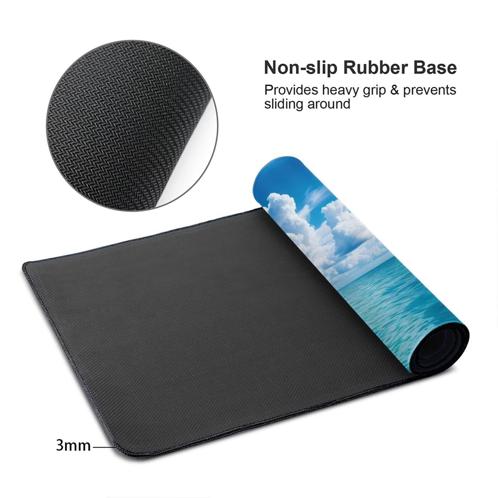 Gamingowa podkładka pod mysz XXL 1200 x 600 mm, niebieska podkładka pod mysz, ocean, duża, 120 x 60 cm, rozszerzona podkładka na biurko, akcesoria gamingowe z przyszytymi krawędziami dla poprawy