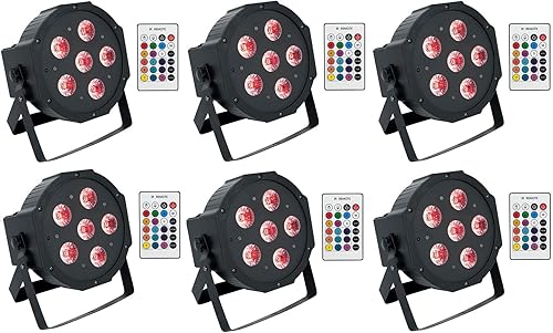 (6) Batería Rockville PAR 61 recargable RGBWA+ DMX DJ Wash Lights+mandos a distancia