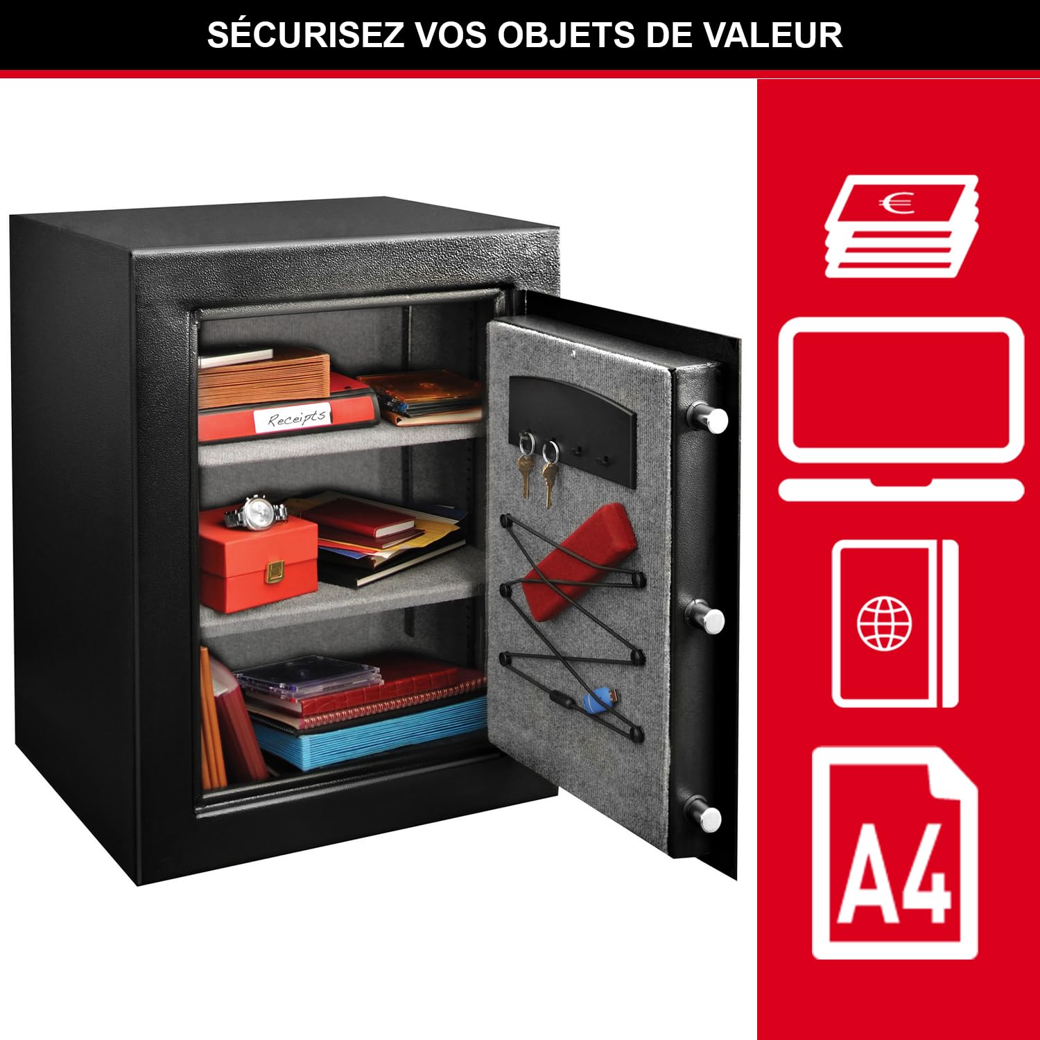 Master Lock Coffre-Fort Haute Sécurité Grande Capacité, Combinaison Électronique, 119 L, 70 x 55 x 50.2 cm