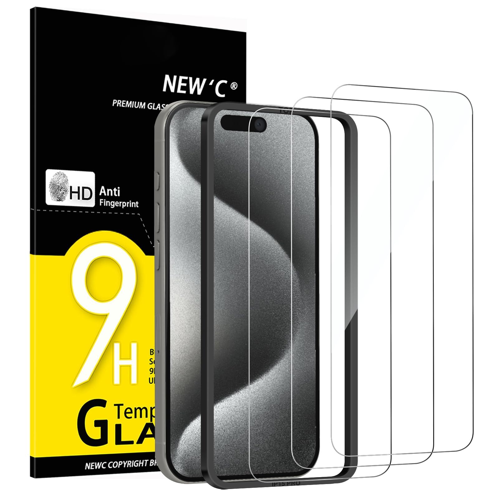 NEW'C for iPhone 15 Pro Screen Protector Easy Installation Tool Included