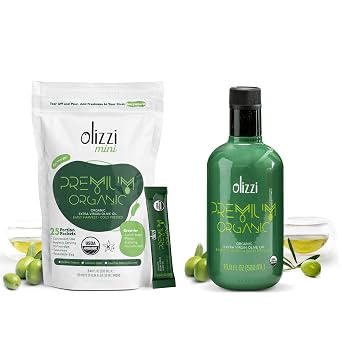 Olizzi Premium Organic EVOO 25 Packs & 16.9 oz Glass Bottle