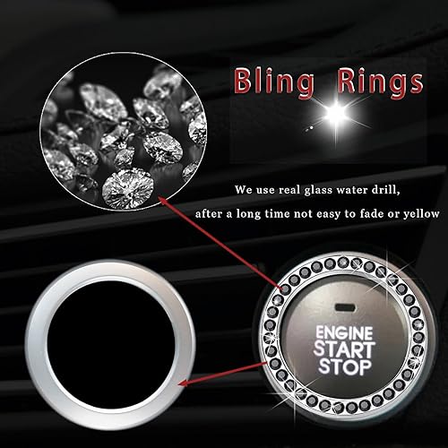 Miniatura 4 de 2 calcomanías para botón de arranque del motor botón de arranque brillante calcomanías para anillo de encendido para mujer accesorios interiores del