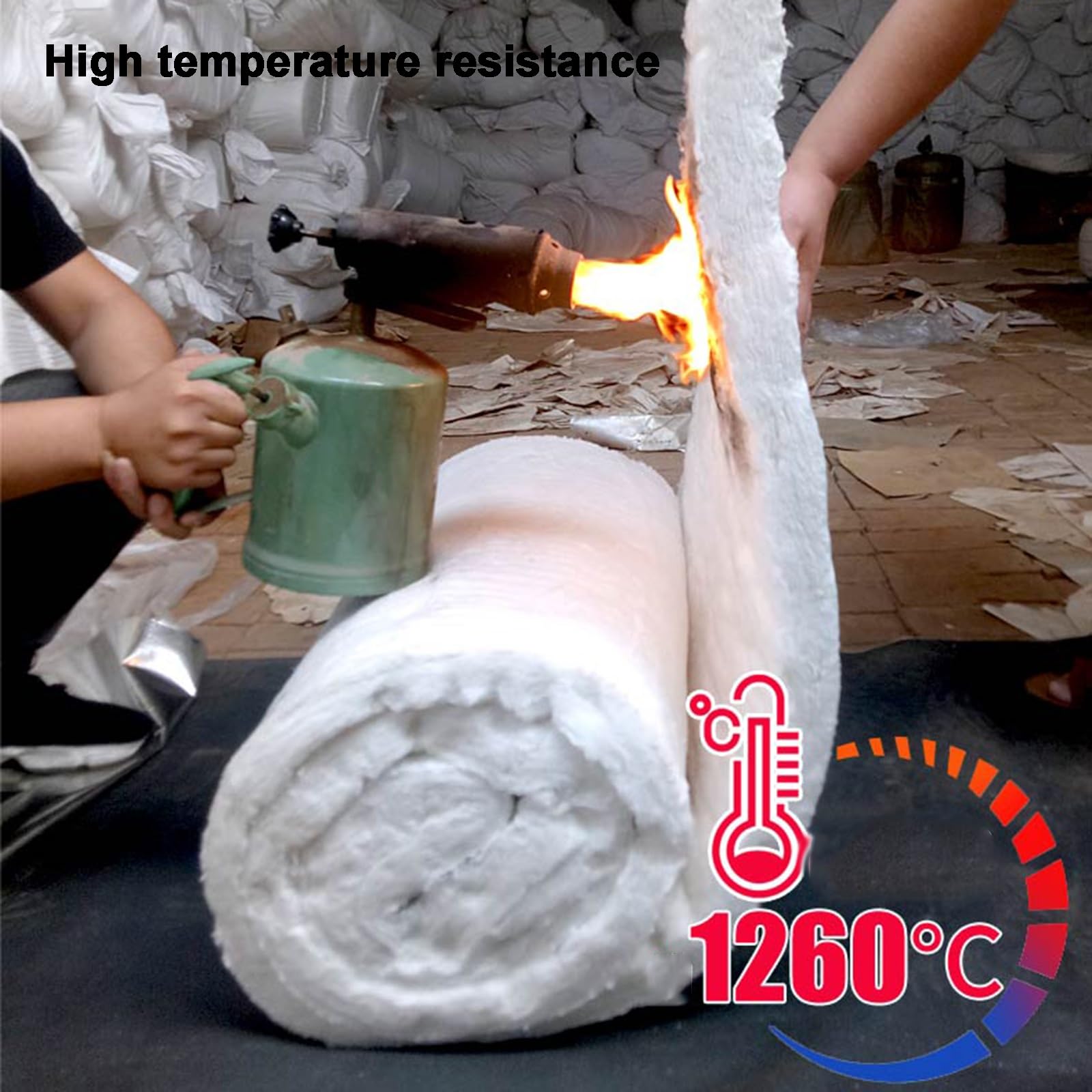 Manta De Fibra Cerámica, Deflector Aislante Ignífugo Con Una Resistencia Térmica De Hasta 1260 °C, Resistente A Altas Temperaturas Para Hornos, Estufas(20MM)