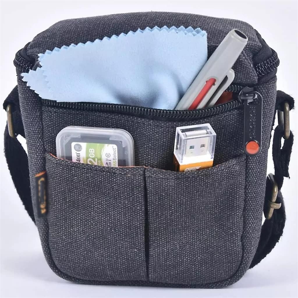 Digital Camera Bag Canvas Shoulder Bag Photo Case Cover Sealing Zipper Design is Dusoof (Color : Gray Size : 14cm x 9cm x 15cm)