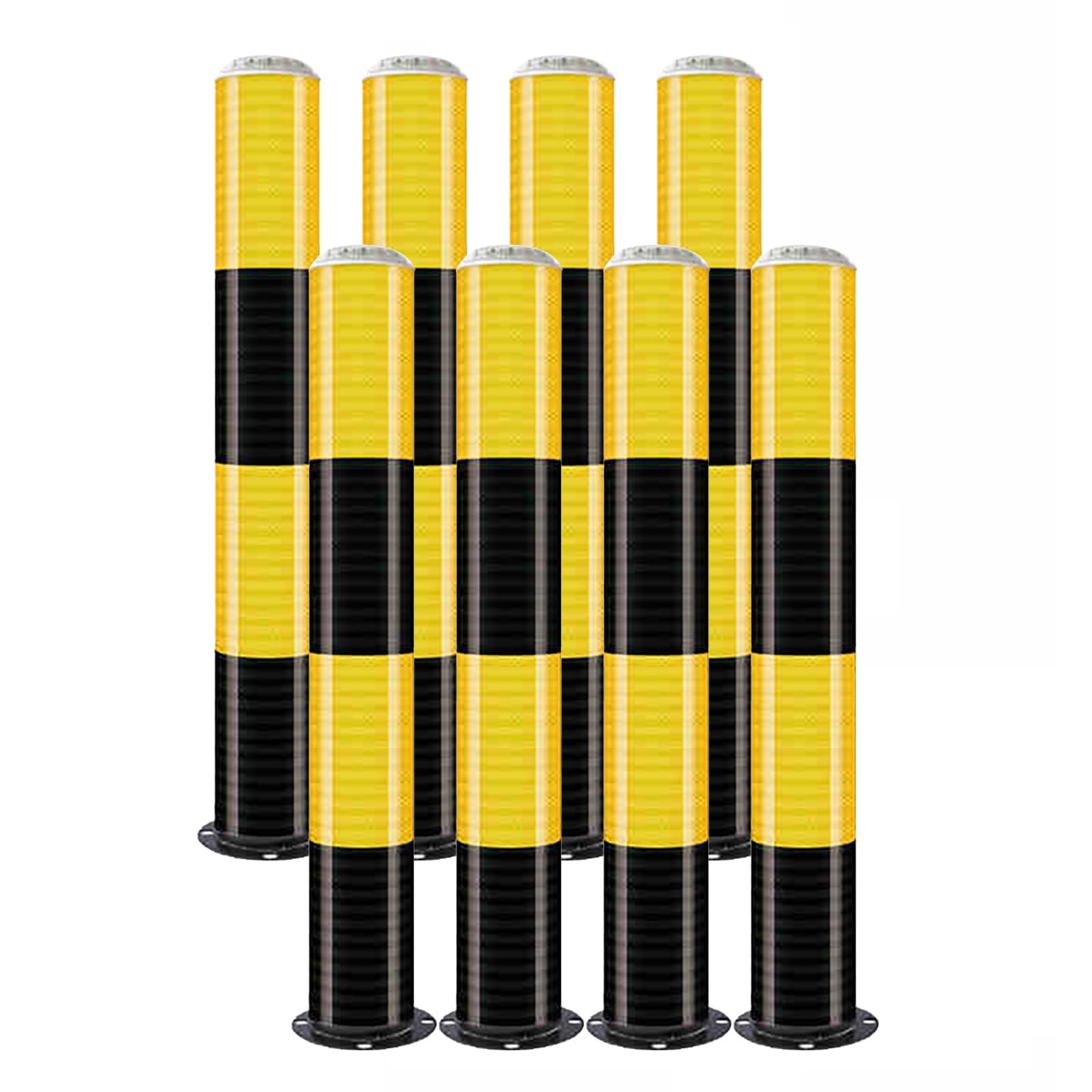 AYCDL Steel Bollards Safety Bollard Parking Post, Security Barrier with Reflective Tape & Anchor Bolts, Strong Reflective High Visibility, Ideal for Traffic-Sensitive
