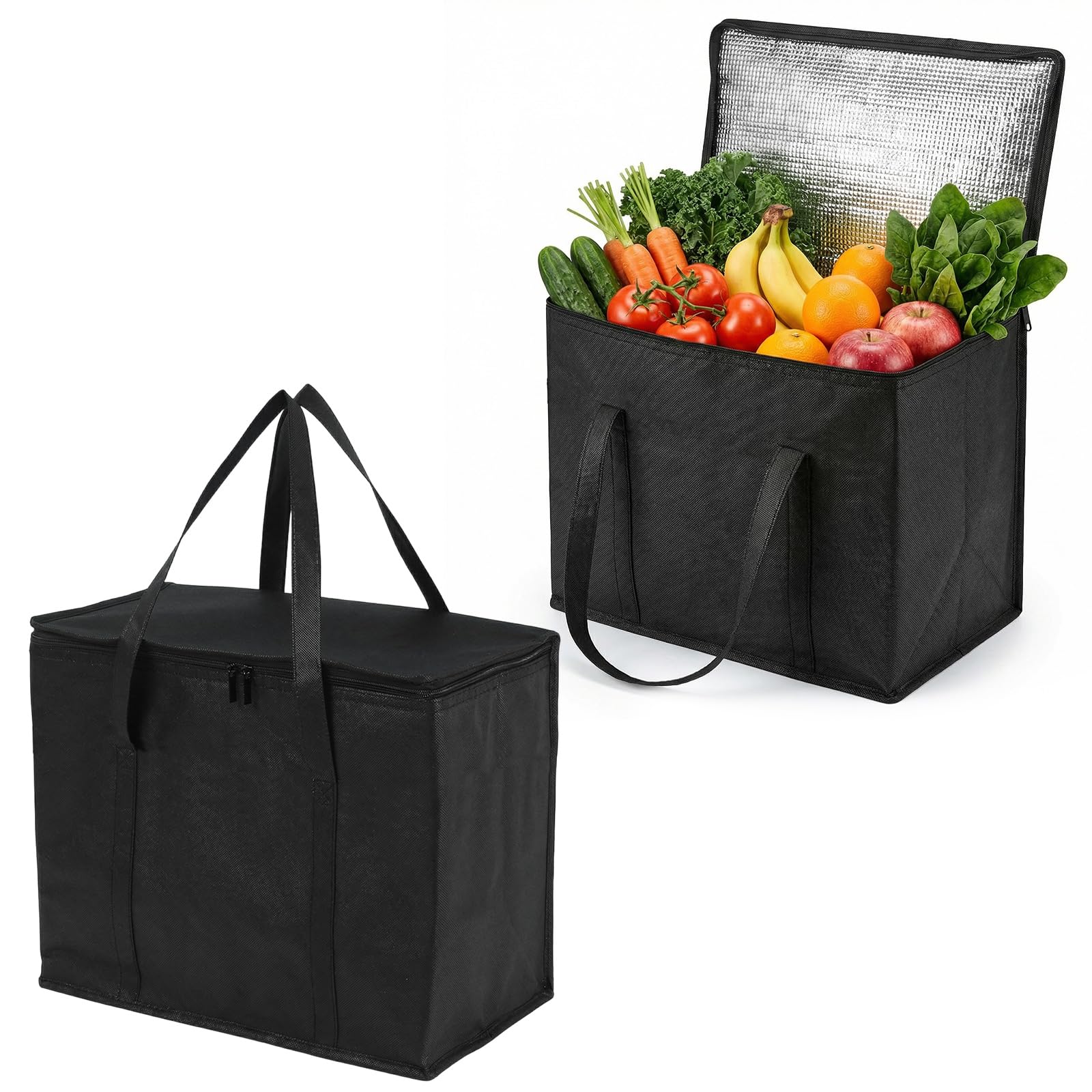 Cooler Bag for Frozen Food - 2Pack 18L Cool Bags for Shopping, Foldable Reusable Insulated Frozen Food Bag for Picnic Beach Camping BBQ