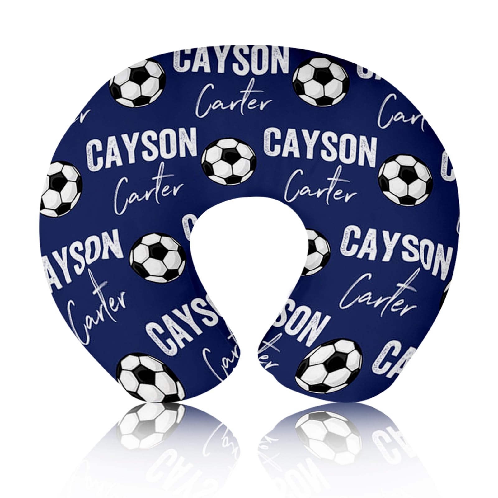 Rucekia Baby Nursing Pillow Cover - Personalized Name Blue Soccer Theme Breastfeeding U-Shaped for Bottle Feeding, Ultra Soft Comfortable Breastfeeding Pillow Cover for Infant Baby Boys and Girls