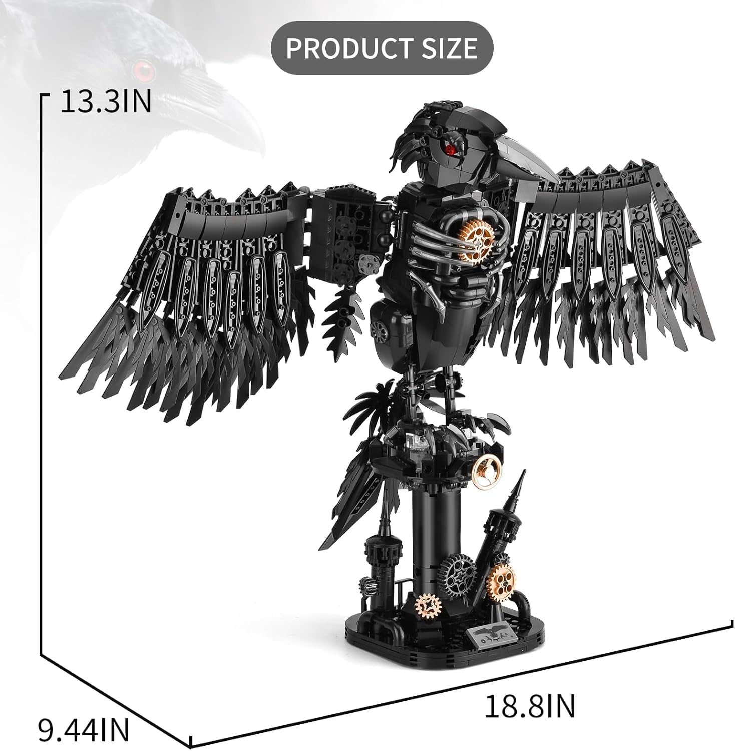 Mechanical Crow Building Sets, Sky Animals Bird Building Block Collection Toy, Home Office Decor, Crow Bird Model Kit for Teens Adults (1018PCS)