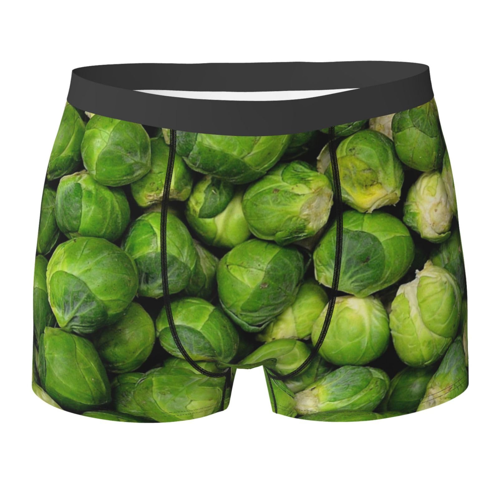 BEEOFICEPENG Green Brussel Sprout Print,Boxer Briefs,Mens Underpants Boxer Shorts Leg Boxer Briefs Funny Novelty Underwear,L