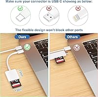 Vista 5 de (Certificado MFi) Lector de cámara de tarjetas USB C a SD, lector de tarjetas esbeecables SD para iPhone15, visor de cámara de rastro, adaptador
