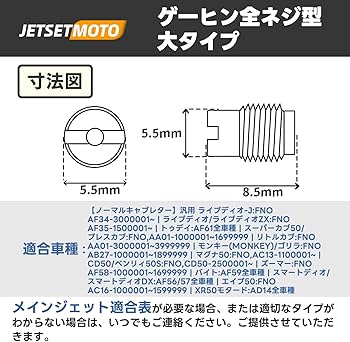 Amazon | メインジェット Jetsetmoto ケーヒン全ネジ型/大タイプ