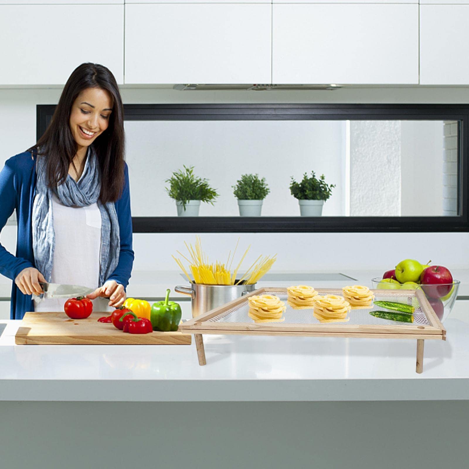Sèche-aliments Empilable Avec Filet, En Bois, Pour Pâtes Et