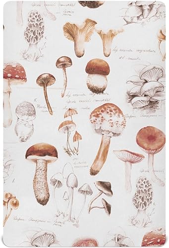 Kigai Fitted Crib Sheet for Boys & Girls Mushroom Print Soft Breathable Unisex Baby Sheets for Standard Crib and Toddler Mattresses 39 x 27 in