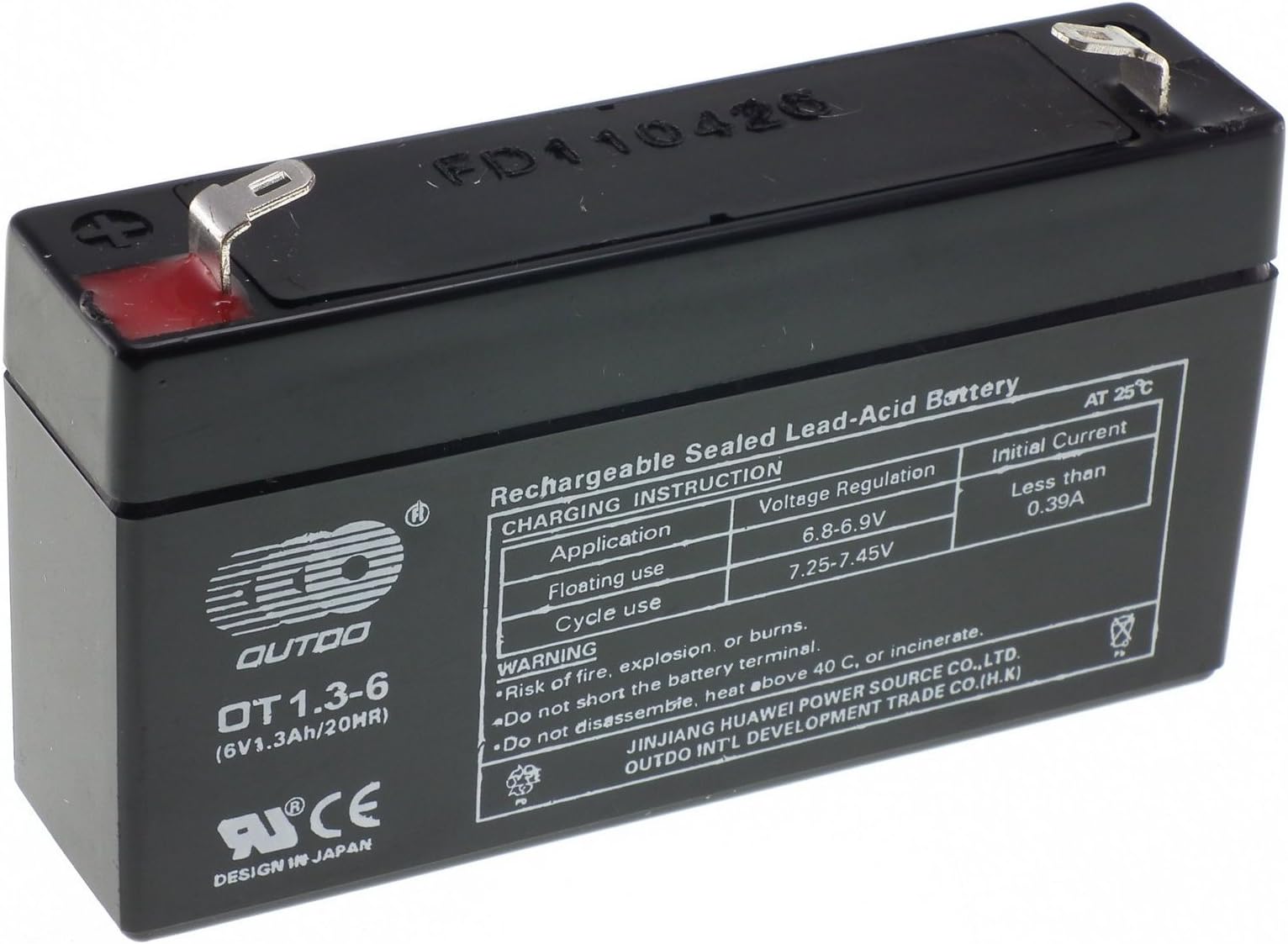 6v Rechargeable Sealed Lead Acid - AGM - VRLA Battery (6v 1.3Ah)