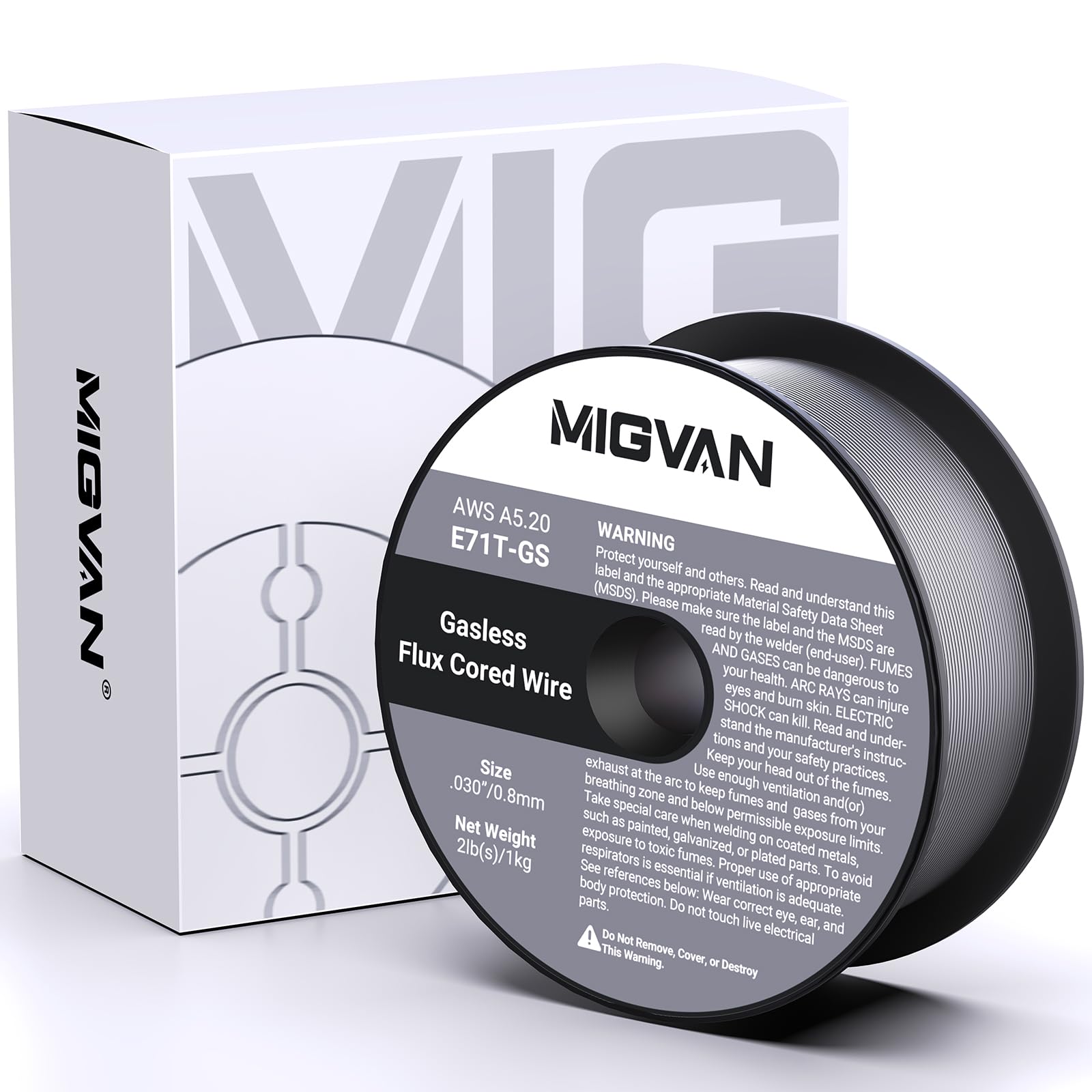 Flux Core Welder Wire .030 Diameter, E71T-GS Gasless Mig Welding Wire 2-Pound/1Kg Strong Spool, Self-shielded Mild Steel Compatible With Lincoln Miller Forney Harbor Welder