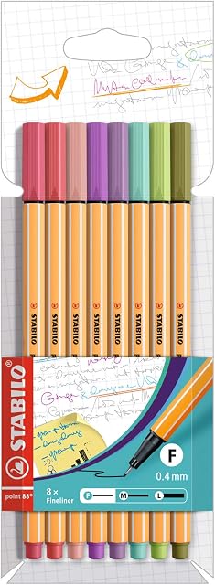 Fineliner - STABILO point 88 - Wallet of 8 - Assorted Colours