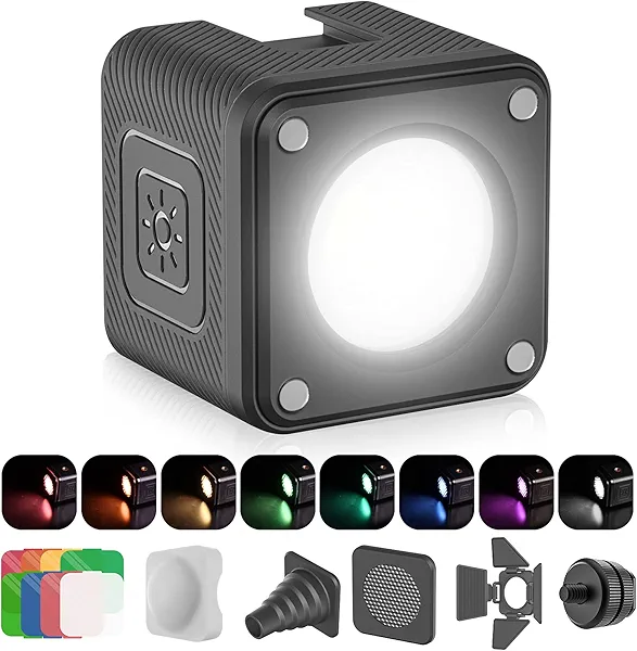 ULANZI LED Video Light Waterproof IP68 Camera Lighting Kit Mini Cube with 8 Color Gel Filters, Dimmable Portable Fill Photography Light 5500K CRI95+ for DSLR Camera Sony Canon Nikon Action Camera