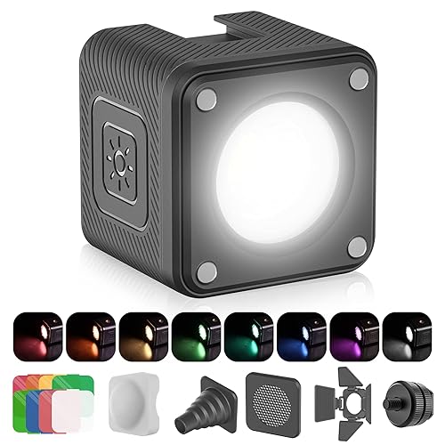 ULANZI LED Video Light Waterproof IP68 Camera Lighting Kit Mini Cube with 8 Color Gel Filters, Dimmable Portable Fill Photography Light 5500K CRI95+ for DSLR Camera Sony Canon Nikon Action Camera