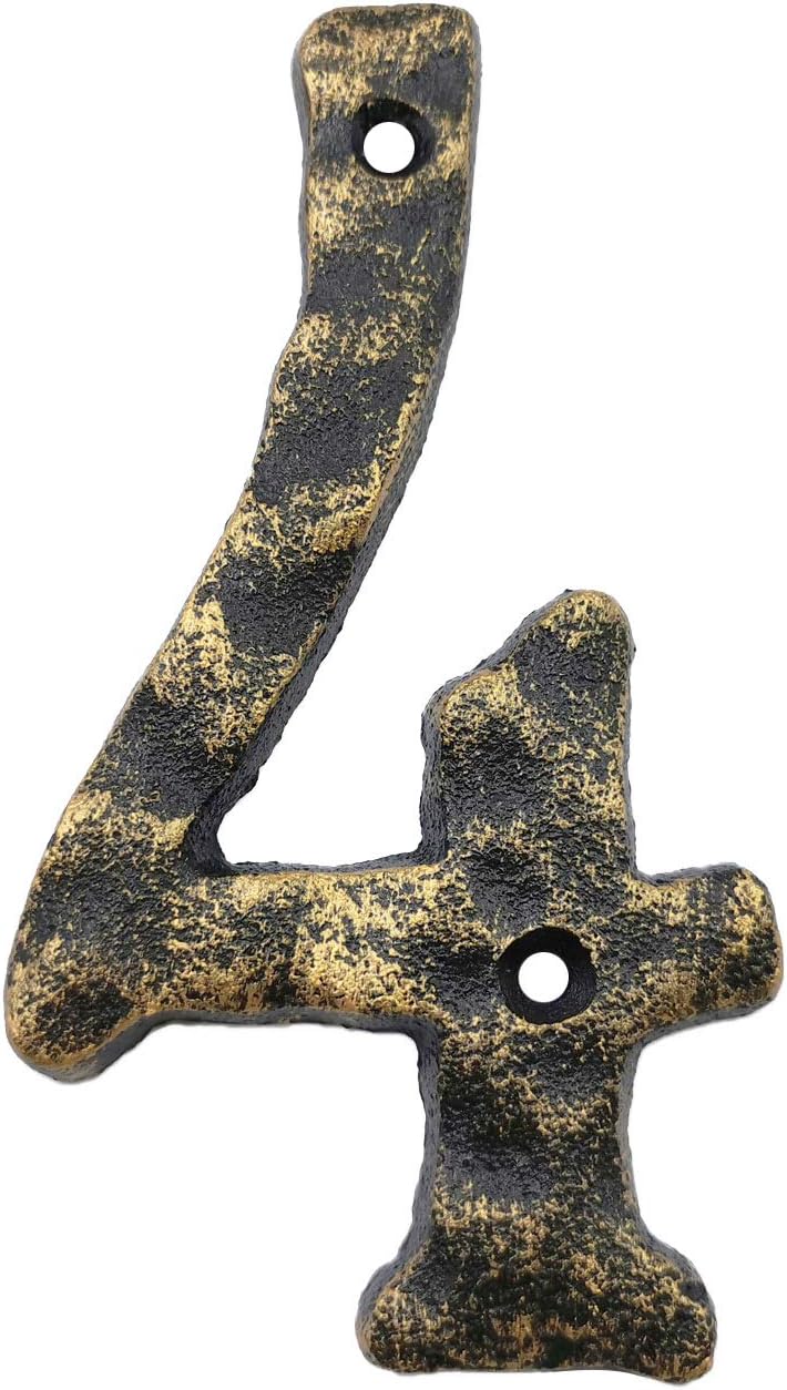 Antique Bronze House Number 6 Inch Cast Iron Address