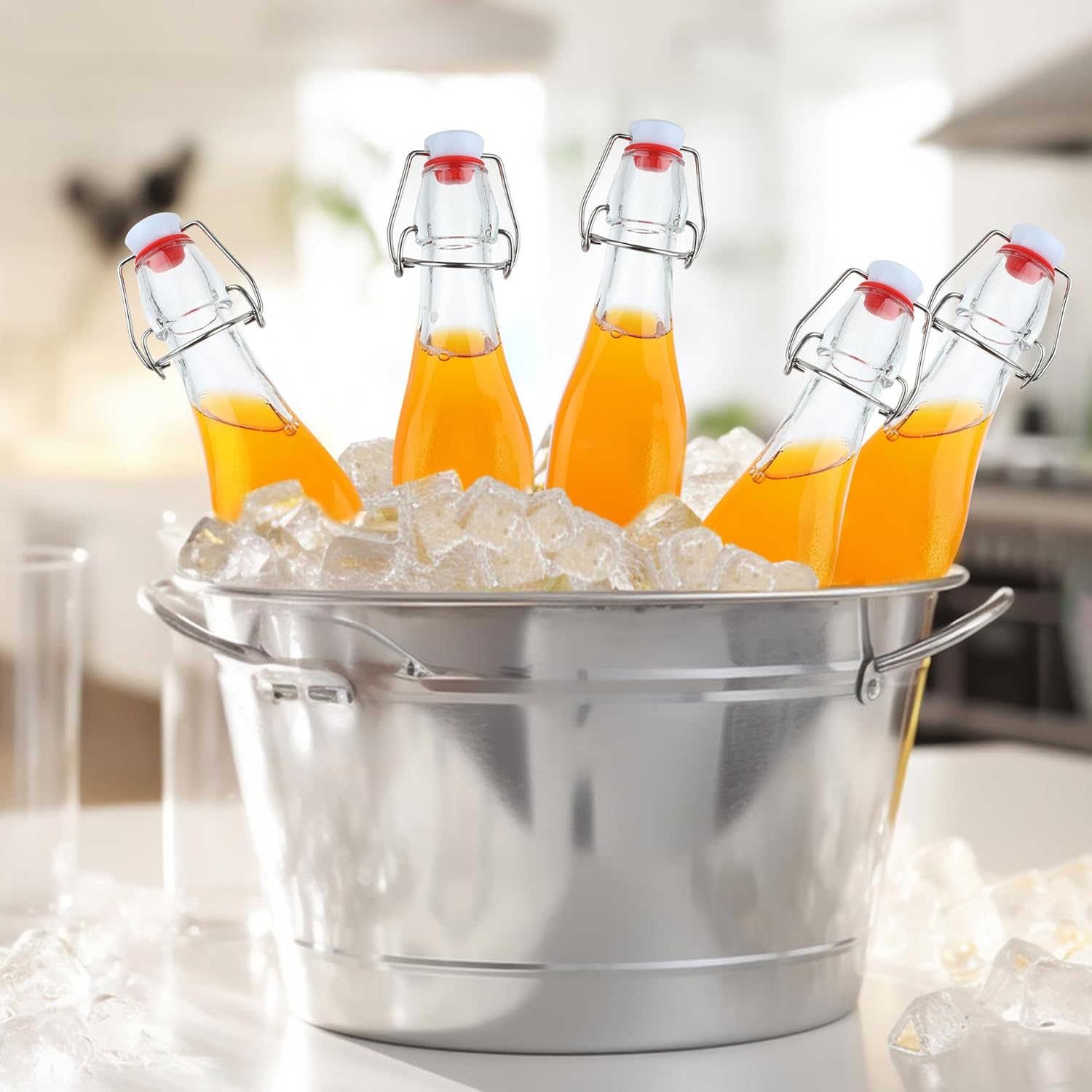 12 Pack 12oz Swing Top Glass Bottles, 375ML Square Bottles with Airtight Stoppers for Kombucha, Kefir, Vanilla Extract, Beer(Bonus Gaskets, Labels and Funnel) - Image 6