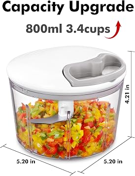 GDL Zwiebelschneider 800ML Zwiebel Zerkleinerer mit Edelstahlklingen Multizerkleinerer Gemüseschneider für Gemüse Obst Nüsse Knoblauch Babynahrung.