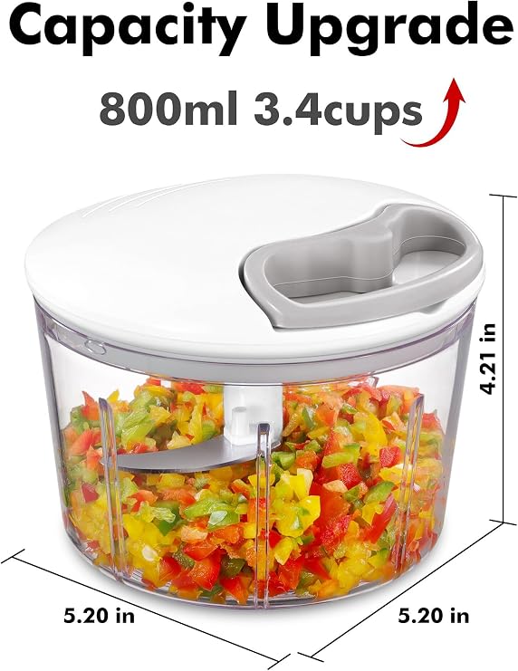 GDL Zwiebelschneider 800ML Zwiebel Zerkleinerer mit Edelstahlklingen Multizerkleinerer Gemüseschneider für Gemüse Obst Nüsse Knoblauch Babynahrung.