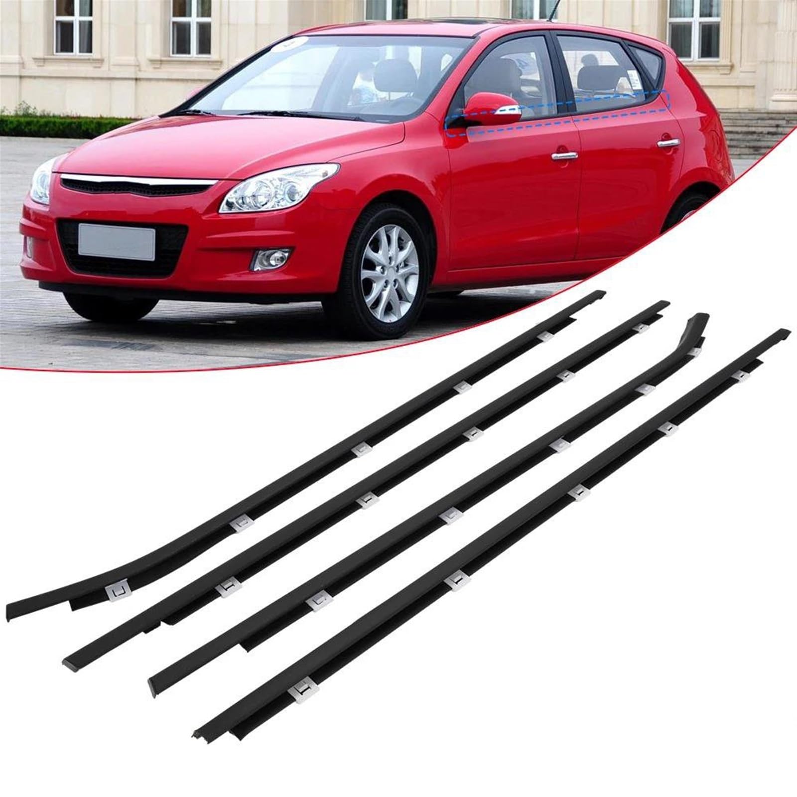 Guarnizione porta auto 4 pezzi guarnizione modanatura finestrini guarnizione per Hyundai per I30 FD per Hatch 2007-2012 striscia tenuta finestrini auto