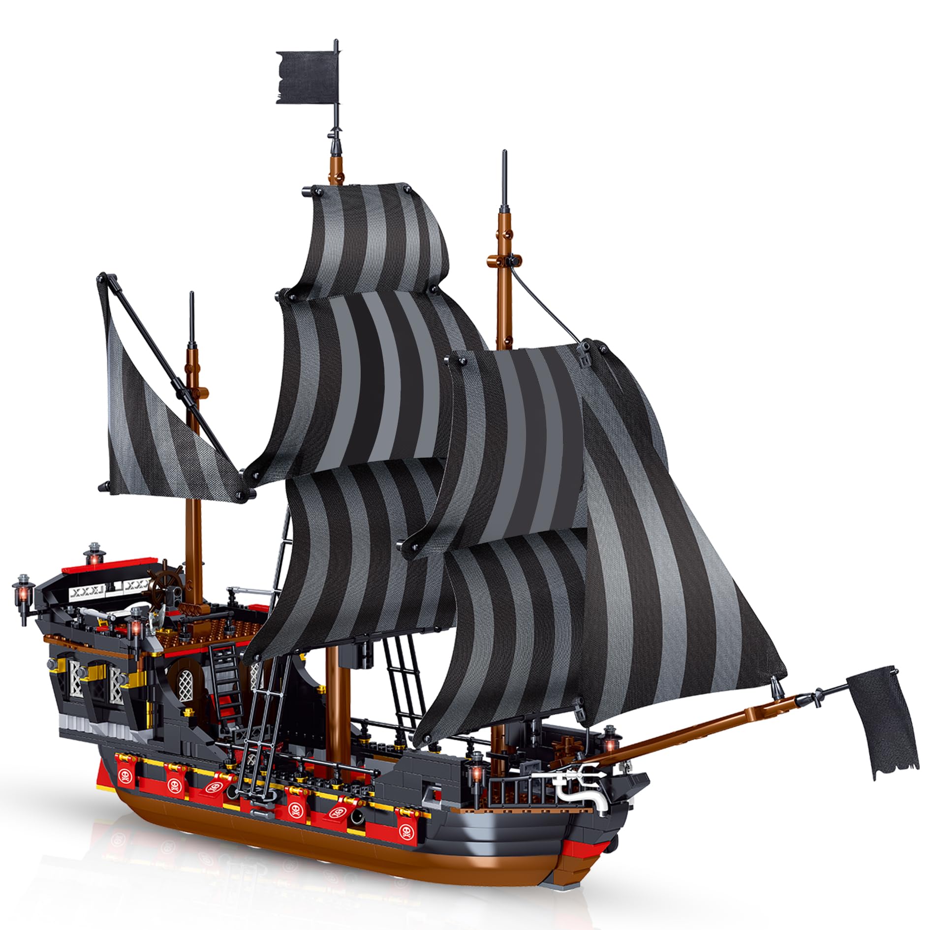 Juguete de Bloques, Modelo de Barco Pirata de Tamaño Estándar, Juego Creativo Construcción y Ensamblaje de Barcos, para Adultos, Adolescentes y Niños de 8+ años, 968 Piezas