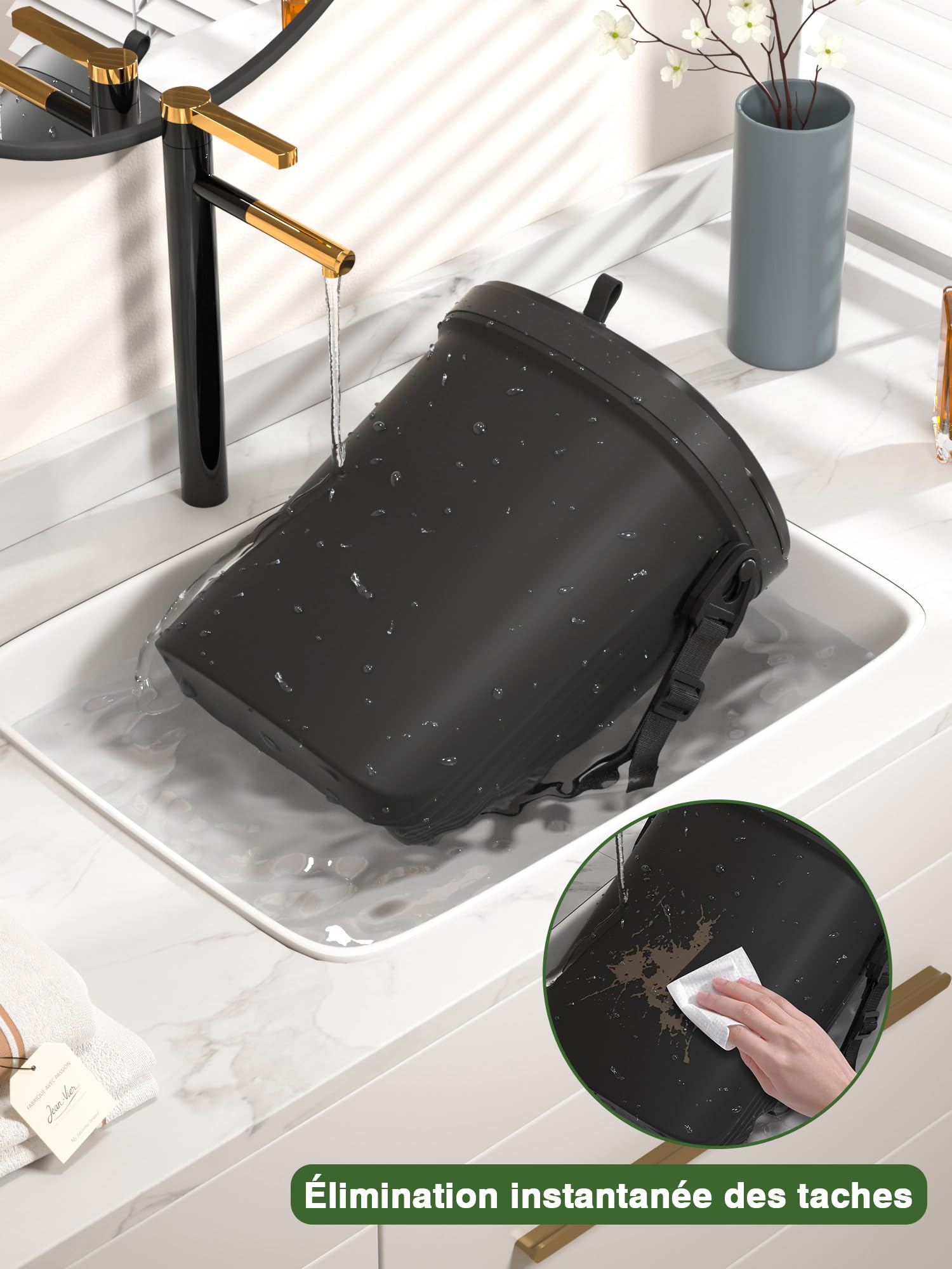 Garoopion Poubelle de Voiture Étanche en Silicone 7,2 L - Sac à Ordures Suspendu Souple avec Couvercle - Facile à Nettoyer - Adapté aux Berlines, SUV, MPV et Camions