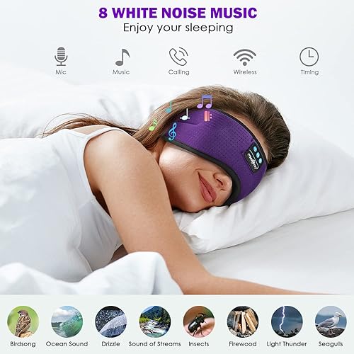 Miniatura 3 de MUSICOZY Sleep Headphones, Bluetooth 5.4 Sleep Mask Headband Headphones Sleeping Eye Mask, Wireless Music Earbuds Earphones with HD Stereo Speakers