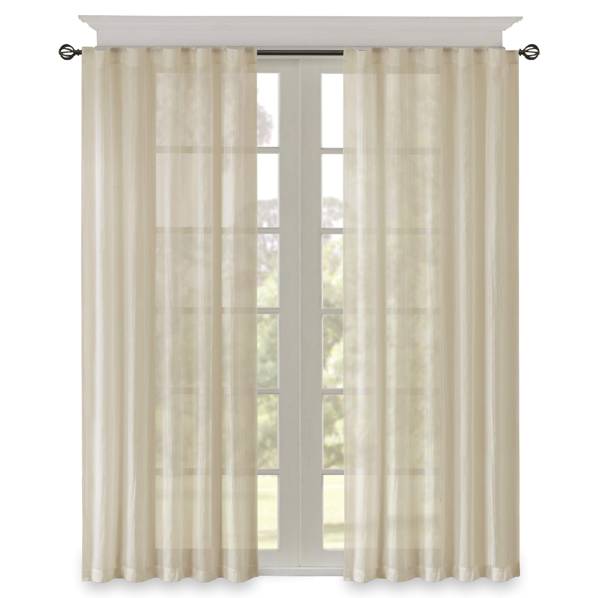 Madison Park Harper Paire de Panneaux de fenêtre écrasés Solides Crème 106,7 x 213,4 cm