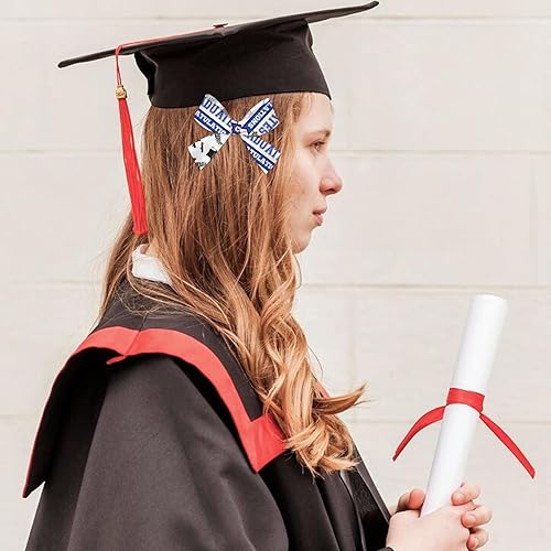 Miniatura 5 de Hying 4 cintas de graduación 2025, cintas de grogrén de 1 pulgada y 38 pulgadas de ancho, cintas metálicas de clase de 2025, cintas azules de