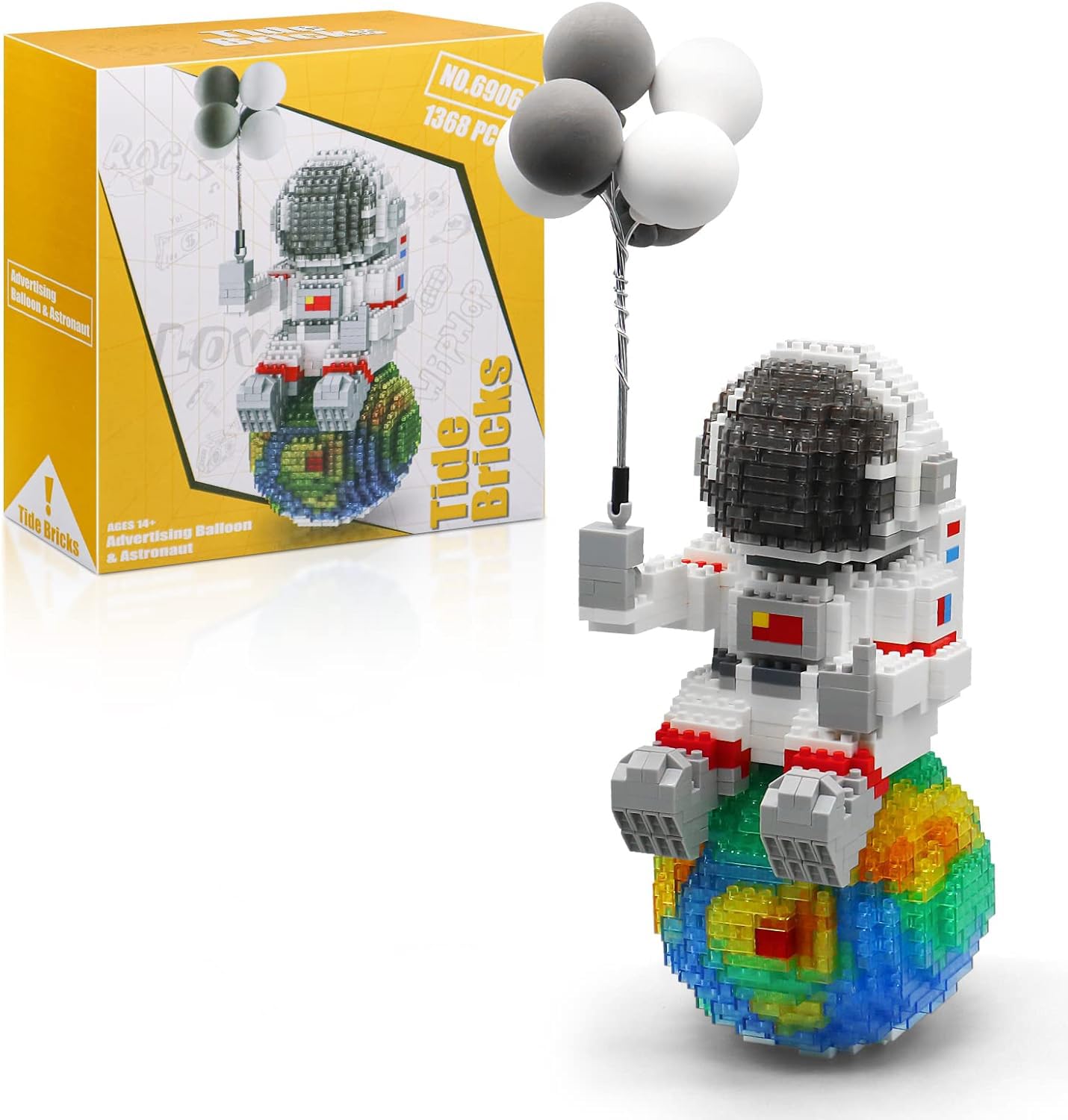 HIGH GODO Micro Bricks Space Astronaut Building Set with Light, 1368 PCS Building Blocks Decoration Model, Creator Gifts for Adult Collector Teen