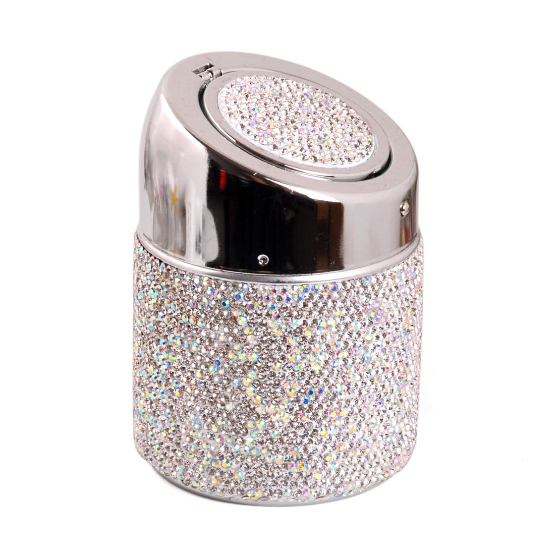 CQFONG New Portable Auto Car Cigarette Ashtray Crystal Smokeless Stand Cylinder Cup Holders Stainless Steel Liner Flame Retardant (White)