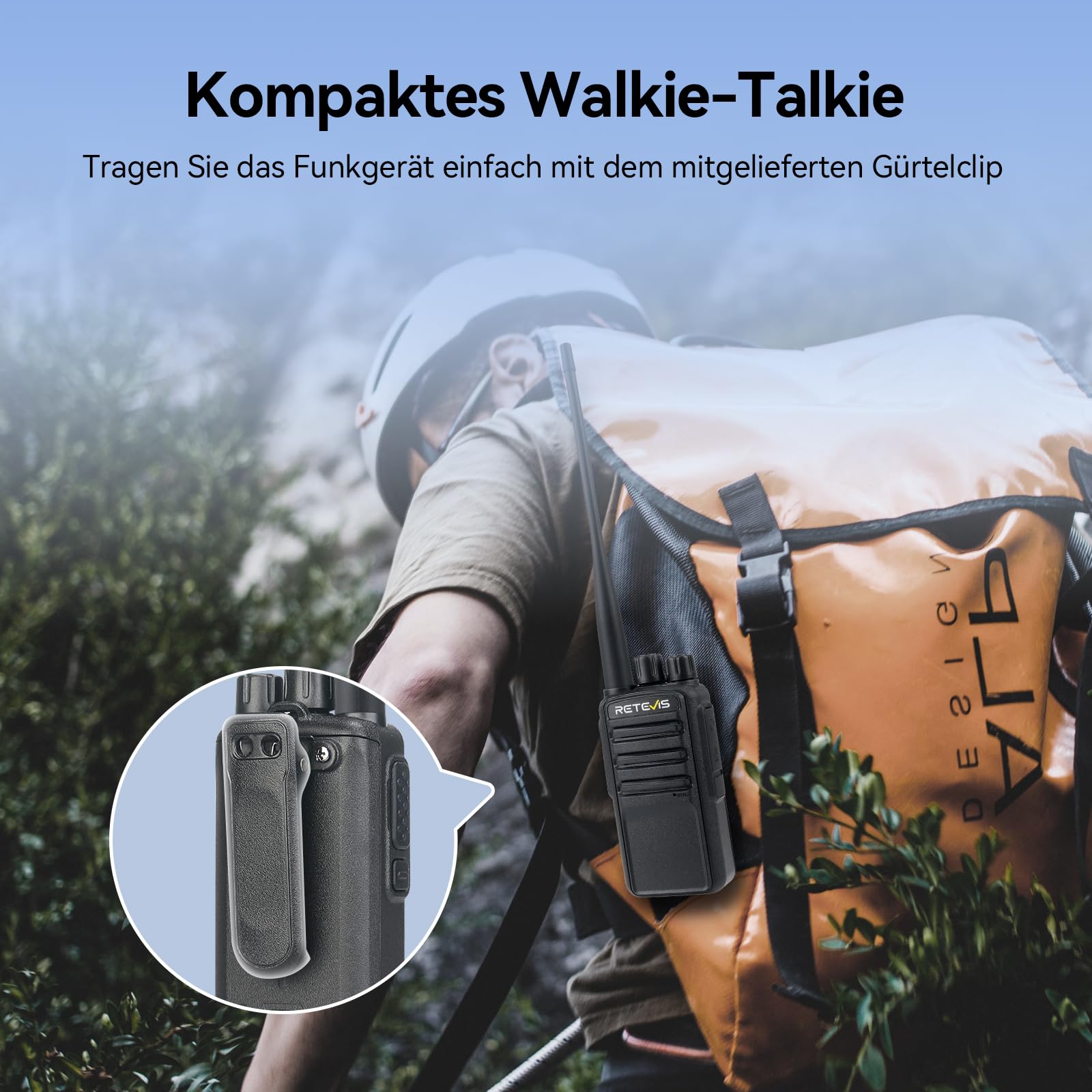 Retevis RB669 Freenet Funkgerät Set Bundle mit 2 Lautsprechermikrofonen, Lizenzfrei Walkie Talkie RT24V 2.0 mit 6 Freenet Kanälen, 16 PMR446, Deutsches Sprachsystem, Typ C, Robust für Jagd, Outdoor (1