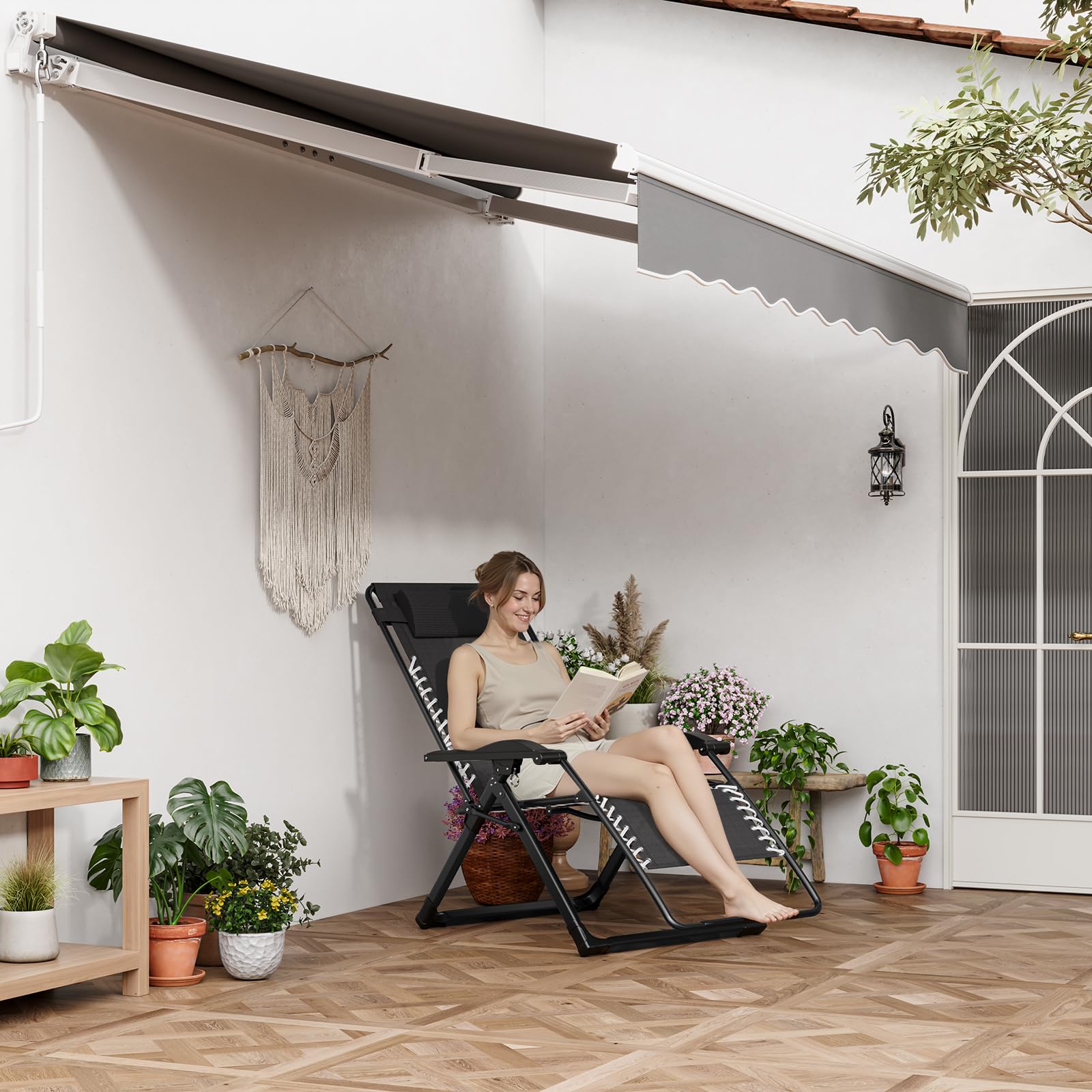 Dripex Sonnenliege Klappbarer Gartenstuhl mit Abnehmbarem Kopfkissen, Liegestuhl mit Verstellbarer Rückenlehne für Balkon, Terrasse, Einzelerpack oder Zweierpack (Schwarz Einzelerpack)