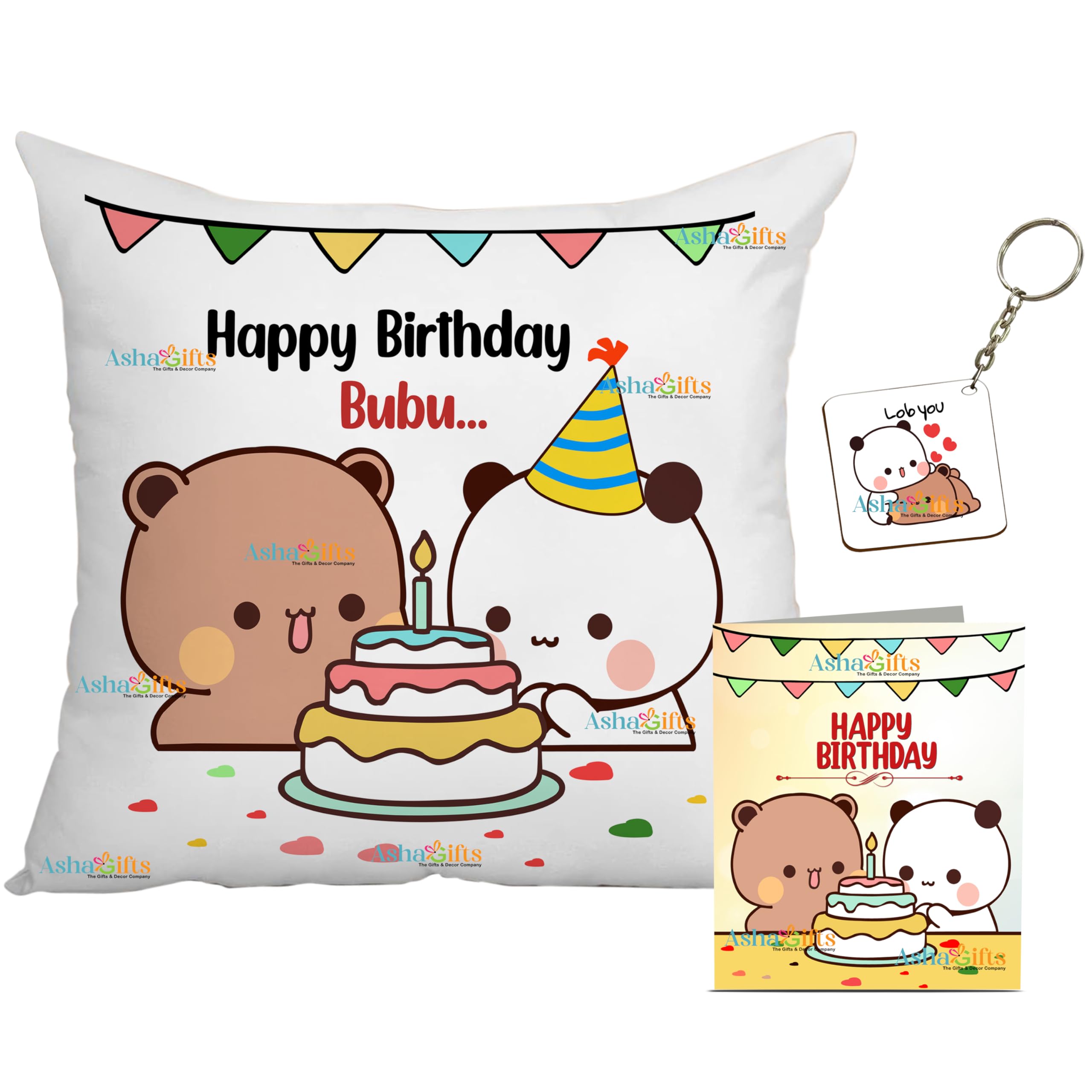 Bubu Dudu Cushion Love Gift for Birthday | Gift for Wife Cushion Cover with Filler AT-40-picture-30